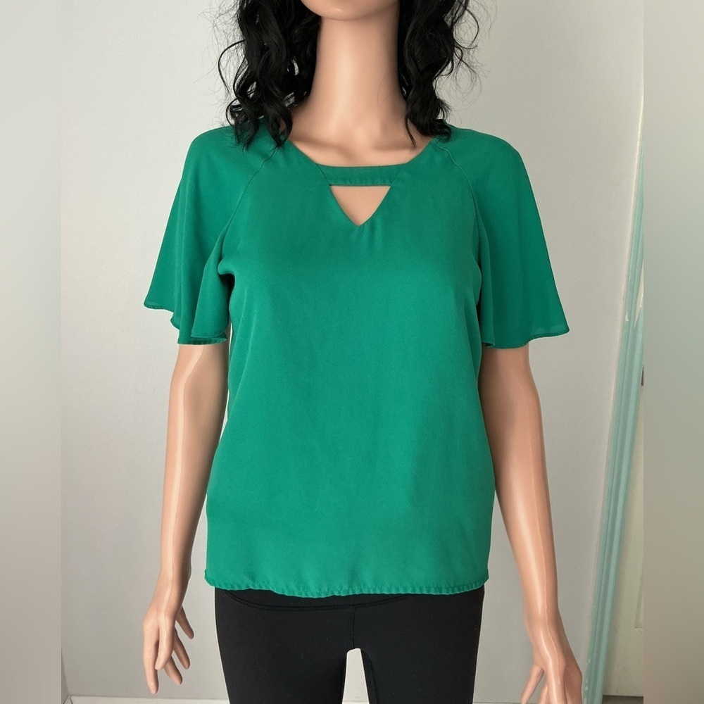 Banana Republic Teal Blouse with Cut-Out Neckline